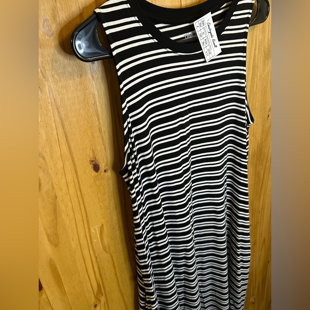 Time and Tru Black and White Striped Midi Dress - Picture 2 of 3